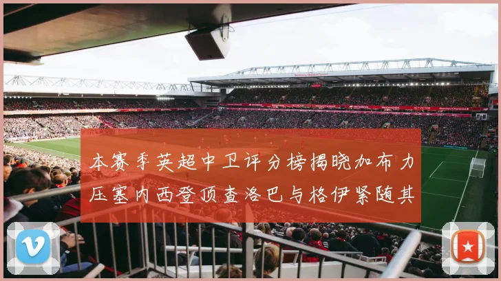 本赛季英超中卫评分榜揭晓加布力压塞内西登顶查洛巴与格伊紧随其后